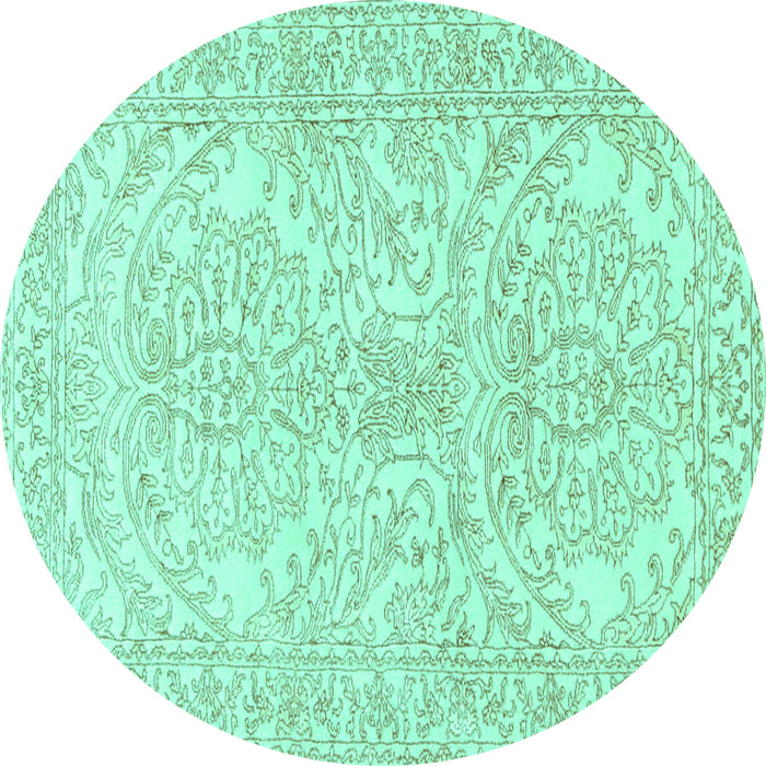Round Machine Washable Persian Turquoise Traditional Area Rugs, wshtr3017turq