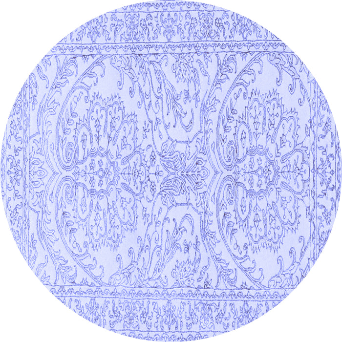 Round Machine Washable Persian Blue Traditional Rug, wshtr3017blu