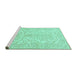 Sideview of Machine Washable Persian Turquoise Traditional Area Rugs, wshtr3017turq