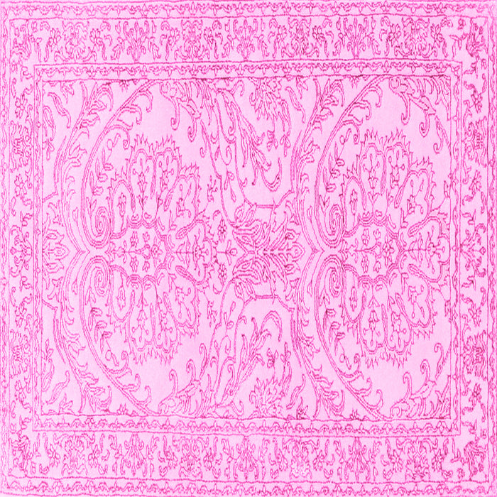 Square Machine Washable Persian Pink Traditional Rug, wshtr3017pnk