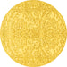 Round Persian Yellow Traditional Rug, tr3017yw