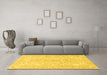 Machine Washable Persian Yellow Traditional Rug in a Living Room, wshtr3017yw