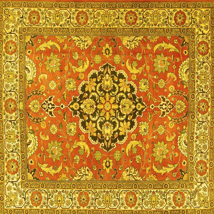 Square Machine Washable Persian Yellow Traditional Rug, wshtr3018yw