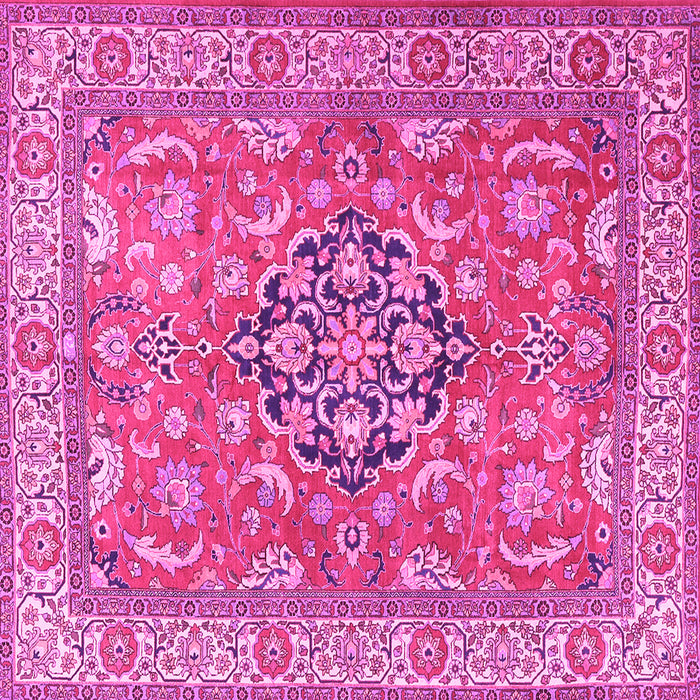 Square Machine Washable Persian Pink Traditional Rug, wshtr3018pnk