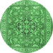Round Persian Emerald Green Traditional Rug, tr3018emgrn