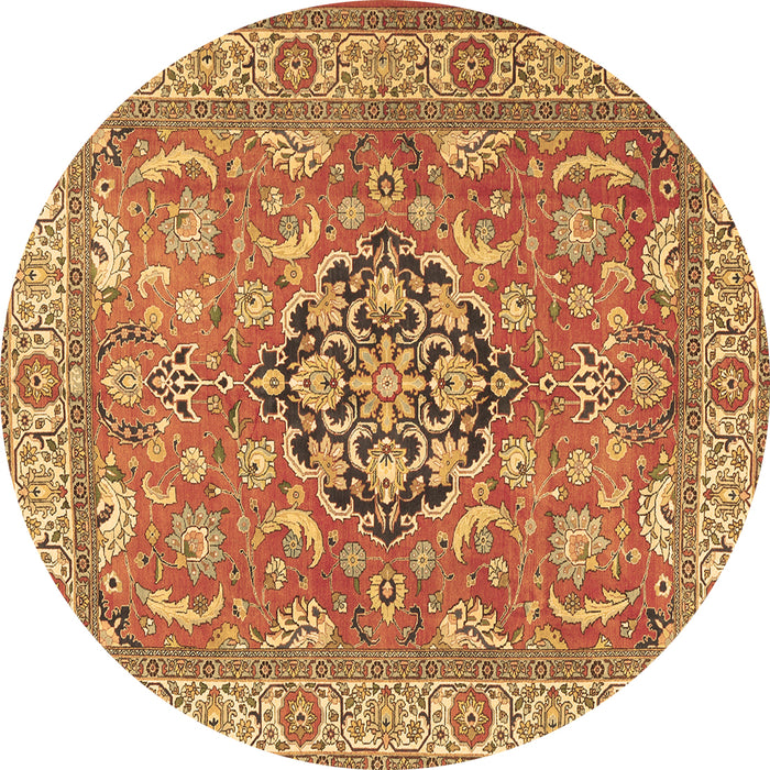 Round Persian Brown Traditional Rug, tr3018brn