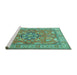 Sideview of Machine Washable Persian Turquoise Traditional Area Rugs, wshtr3018turq