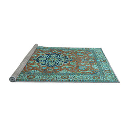 Sideview of Machine Washable Persian Light Blue Traditional Rug, wshtr3018lblu