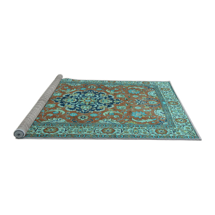Sideview of Machine Washable Persian Light Blue Traditional Rug, wshtr3018lblu