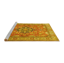 Sideview of Machine Washable Persian Yellow Traditional Rug, wshtr3018yw