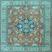 Square Machine Washable Persian Light Blue Traditional Rug, wshtr3018lblu