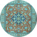 Round Persian Light Blue Traditional Rug, tr3018lblu