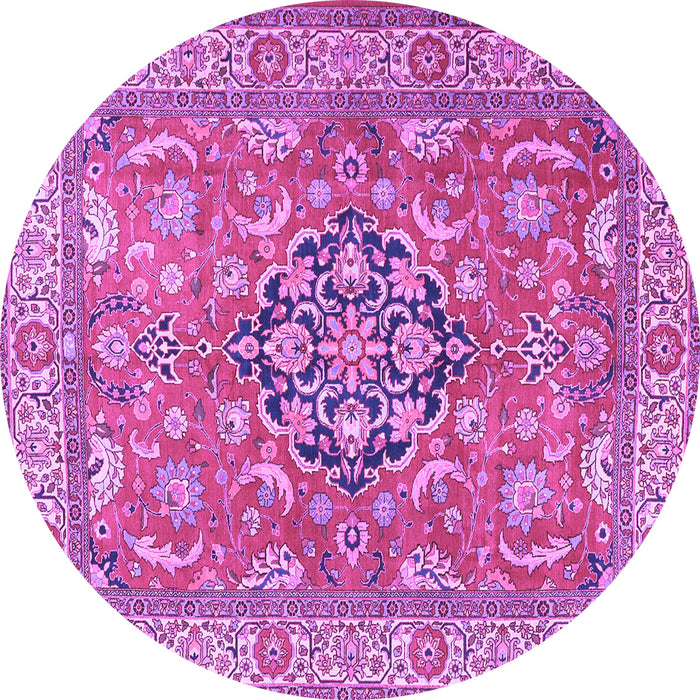 Round Machine Washable Persian Purple Traditional Area Rugs, wshtr3018pur