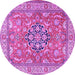 Round Machine Washable Persian Purple Traditional Area Rugs, wshtr3018pur