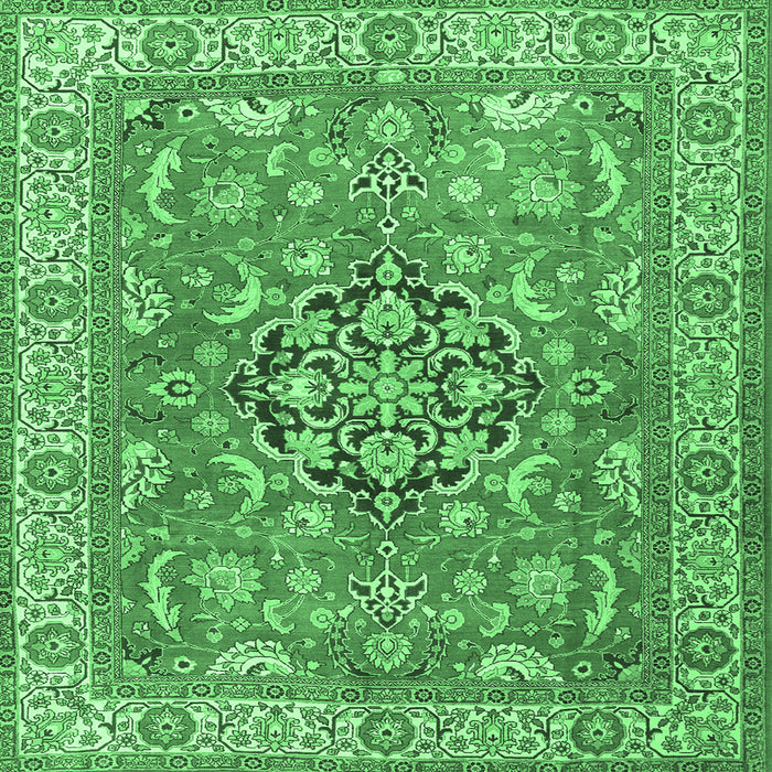 Square Machine Washable Persian Emerald Green Traditional Area Rugs, wshtr3018emgrn