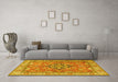 Machine Washable Persian Yellow Traditional Rug in a Living Room, wshtr3018yw