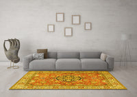 Machine Washable Persian Yellow Traditional Rug, wshtr3018yw