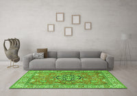 Machine Washable Persian Green Traditional Rug, wshtr3018grn