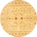 Round Persian Brown Traditional Rug, tr3019brn