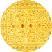 Round Machine Washable Persian Yellow Traditional Rug, wshtr3019yw