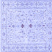 Square Machine Washable Persian Blue Traditional Rug, wshtr3019blu