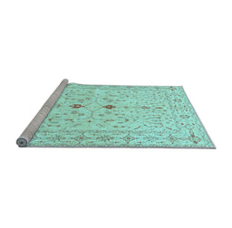 Sideview of Machine Washable Persian Light Blue Traditional Rug, wshtr3019lblu