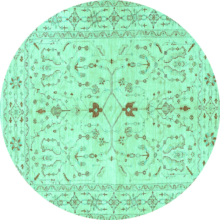 Round Persian Turquoise Traditional Rug, tr3019turq