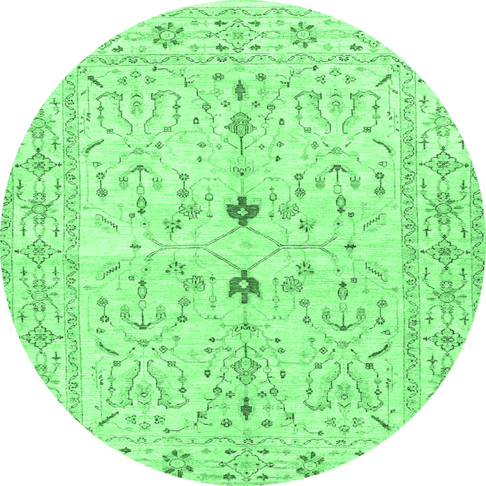Round Machine Washable Persian Emerald Green Traditional Area Rugs, wshtr3019emgrn