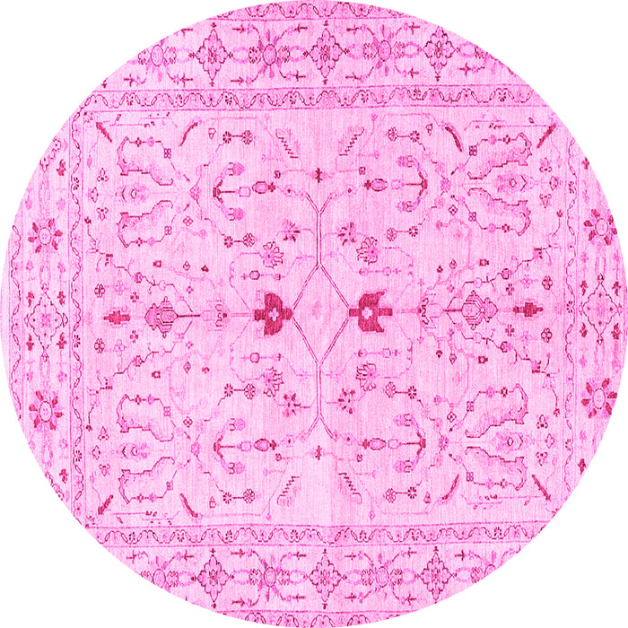 Round Machine Washable Persian Pink Traditional Rug, wshtr3019pnk