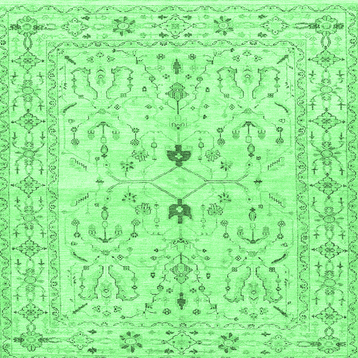 Square Machine Washable Persian Emerald Green Traditional Area Rugs, wshtr3019emgrn
