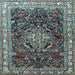 Square Machine Washable Persian Light Blue Traditional Rug, wshtr301lblu