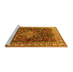 Sideview of Machine Washable Persian Yellow Traditional Rug, wshtr301yw
