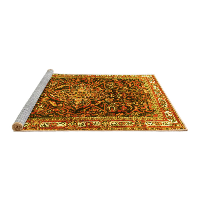 Sideview of Machine Washable Persian Yellow Traditional Rug, wshtr301yw