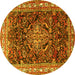 Round Persian Yellow Traditional Rug, tr301yw