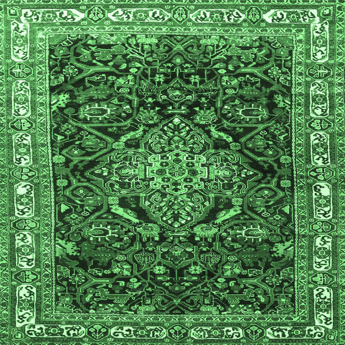 Square Machine Washable Persian Emerald Green Traditional Area Rugs, wshtr301emgrn