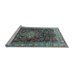 Sideview of Machine Washable Persian Light Blue Traditional Rug, wshtr301lblu