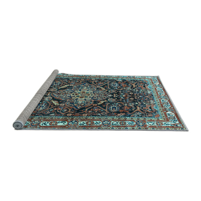 Sideview of Machine Washable Persian Light Blue Traditional Rug, wshtr301lblu