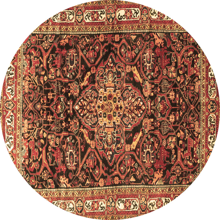Round Persian Brown Traditional Rug, tr301brn