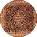 Round Persian Brown Traditional Rug, tr301brn