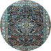 Round Persian Light Blue Traditional Rug, tr301lblu