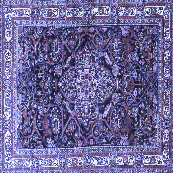Square Machine Washable Persian Blue Traditional Rug, wshtr301blu
