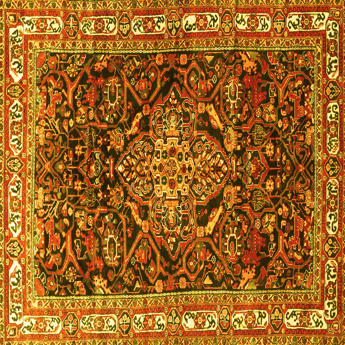 Square Machine Washable Persian Yellow Traditional Rug, wshtr301yw