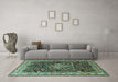 Machine Washable Persian Turquoise Traditional Area Rugs in a Living Room,, wshtr301turq