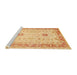 Sideview of Machine Washable Traditional Orange Rug, wshtr3020