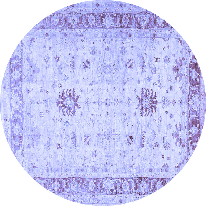 Round Oriental Blue Traditional Rug, tr3020blu