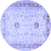 Round Oriental Blue Traditional Rug, tr3020blu