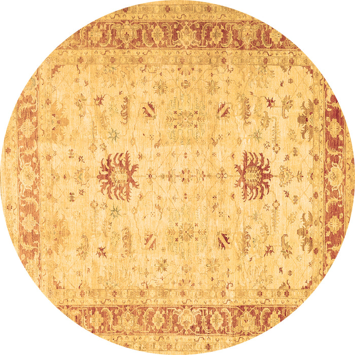 Round Oriental Brown Traditional Rug, tr3020brn
