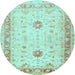 Round Oriental Light Blue Traditional Rug, tr3020lblu