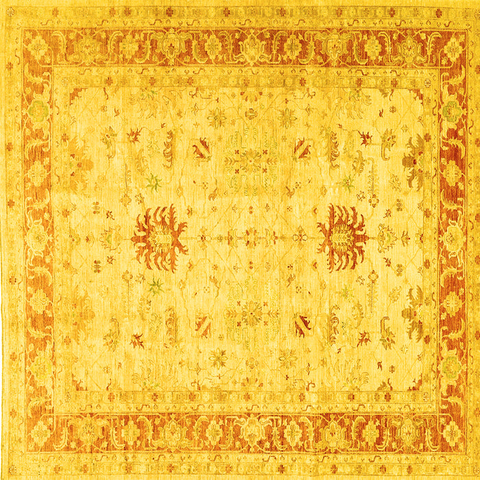 Square Machine Washable Oriental Yellow Traditional Rug, wshtr3020yw
