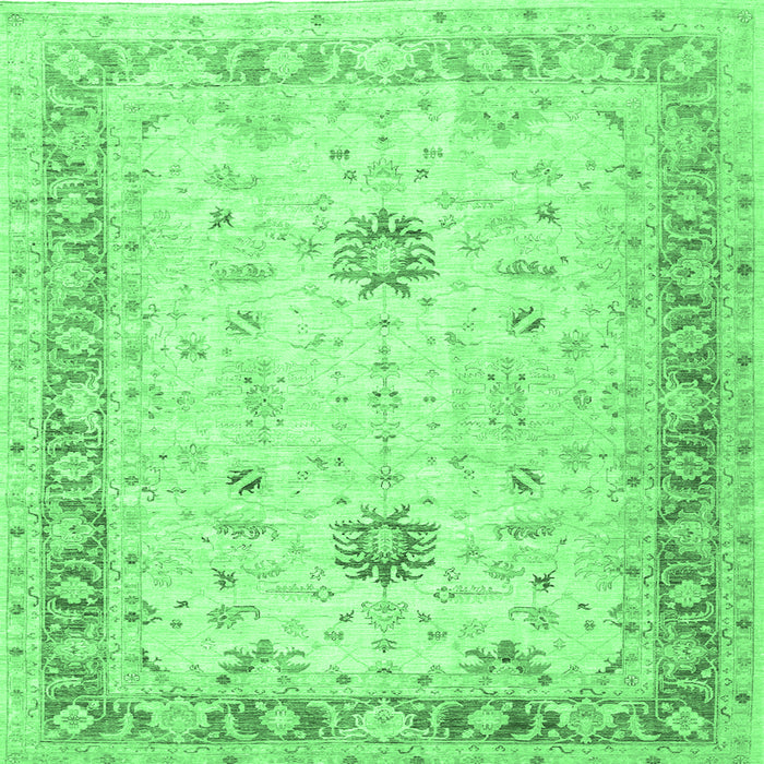 Square Oriental Emerald Green Traditional Rug, tr3020emgrn